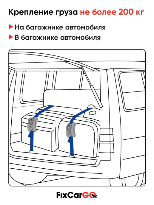 FixCarGo Стяжной ремень неразъемный 25мм. 0,5т. 4м. в пласт. корпусе, 4 м, фото 2