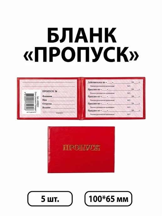 БЕРИ ДОМ Удостоверение "Пропуск", 5 шт
