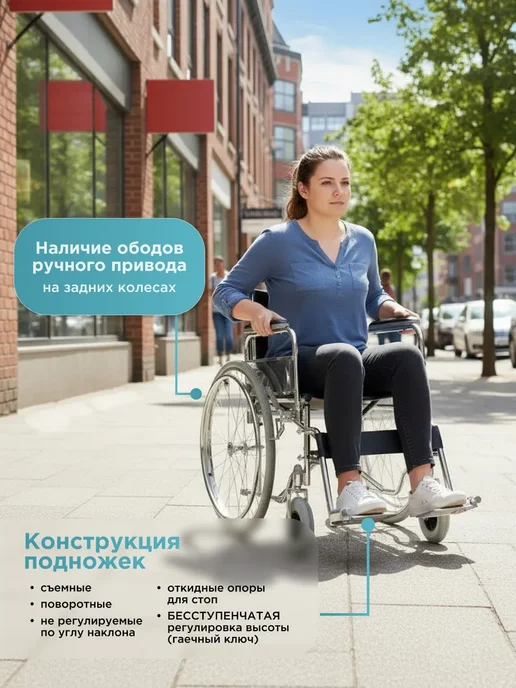 Med-Mos Кресло-коляска с ручным приводом FS901B (821-41-CM-01), 821-46-CM-00, фото 3
