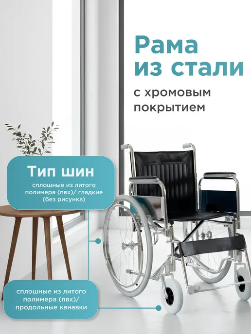 Med-Mos Кресло-коляска с ручным приводом FS901B (821-41-CM-01), 821-41-CM-00, фото 2