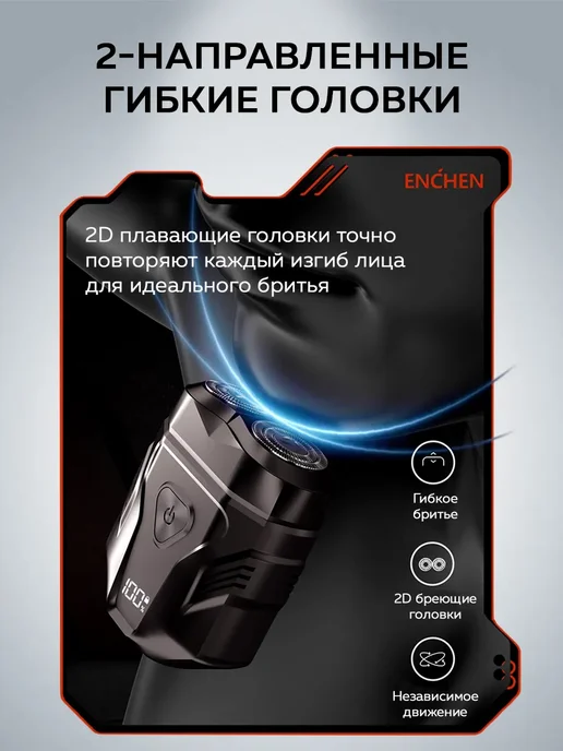 Enchen Электробритва мужская мини для лица дорожная Mini X, серый, фото 4