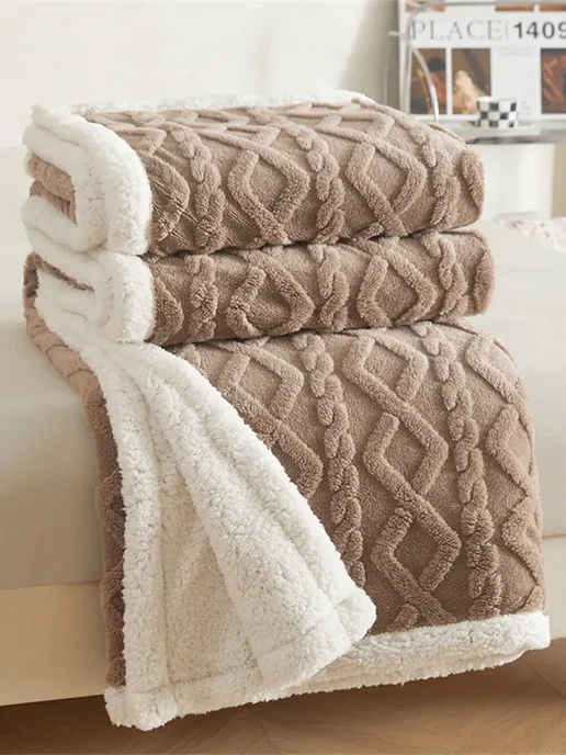 ikea-home Плед 200х220 на кровать и диван теплый зимний пушистый, 200x220