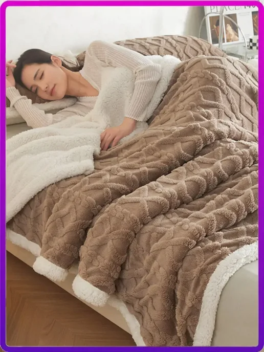 ikea-home Плед 200х220 на кровать и диван теплый зимний пушистый, 200x220, фото 2