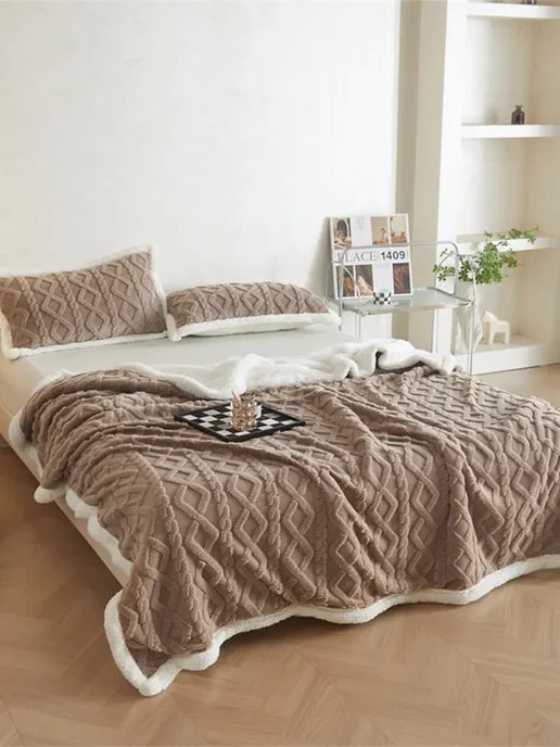 ikea-home Плед 200х220 на кровать и диван теплый зимний пушистый, 200x220, фото 6