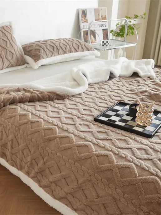 ikea-home Плед 200х220 на кровать и диван теплый зимний пушистый, 200x220, фото 7