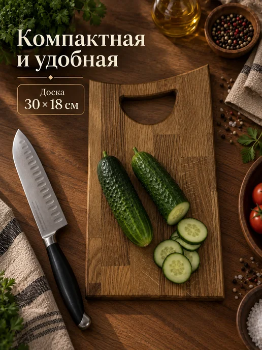Доска разделочная из Дуба, коричневый, фото 3