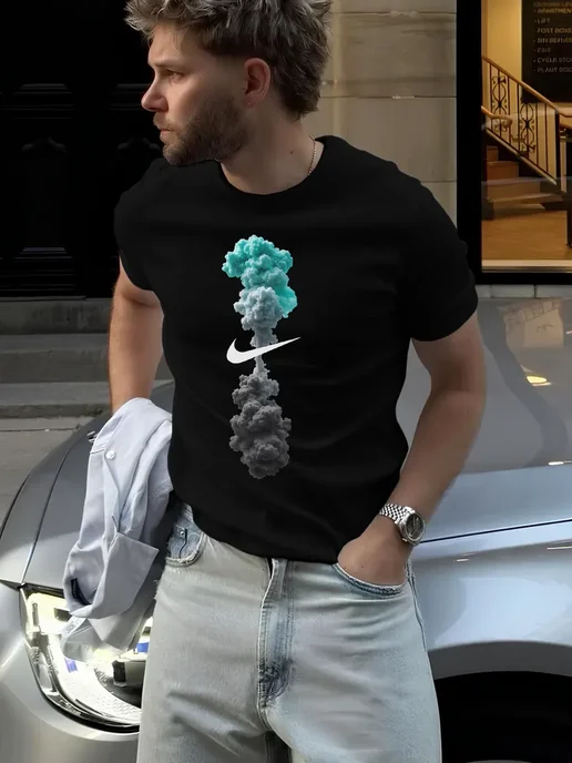 Юникид Футболка для мужчин с принтом nike, черный