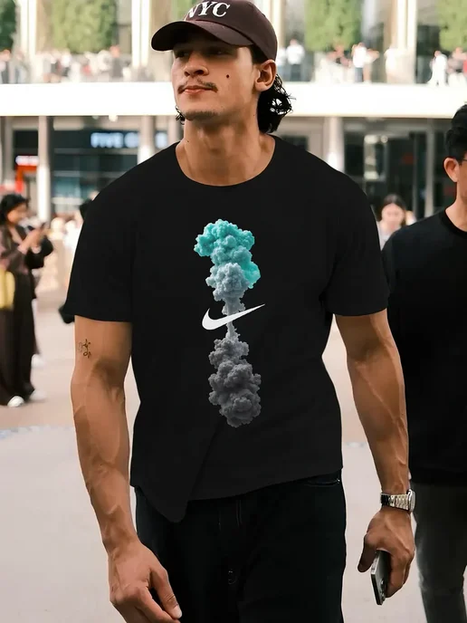 Юникид Футболка для мужчин с принтом nike, черный, фото 4