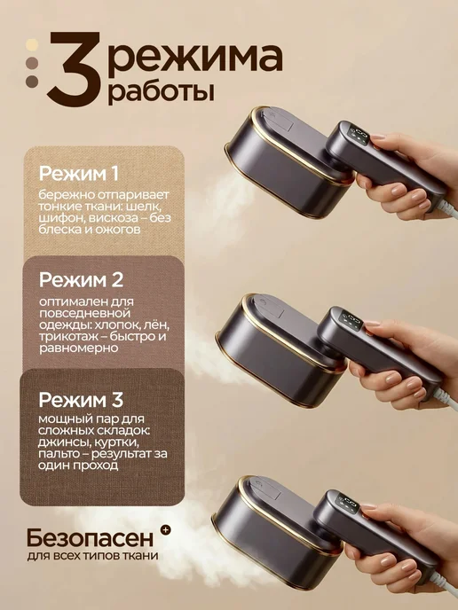 ДисконтПлюс Ручной отпариватель для одежды мощный, серый, фото 2