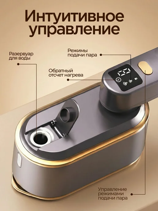ДисконтПлюс Ручной отпариватель для одежды мощный, серый, фото 4