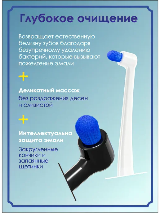 Монопучковая и мягкая зубные щетки набор 3 в 1, черный, фото 4