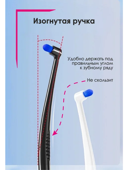 Монопучковая и мягкая зубные щетки набор 3 в 1, черный, фото 7