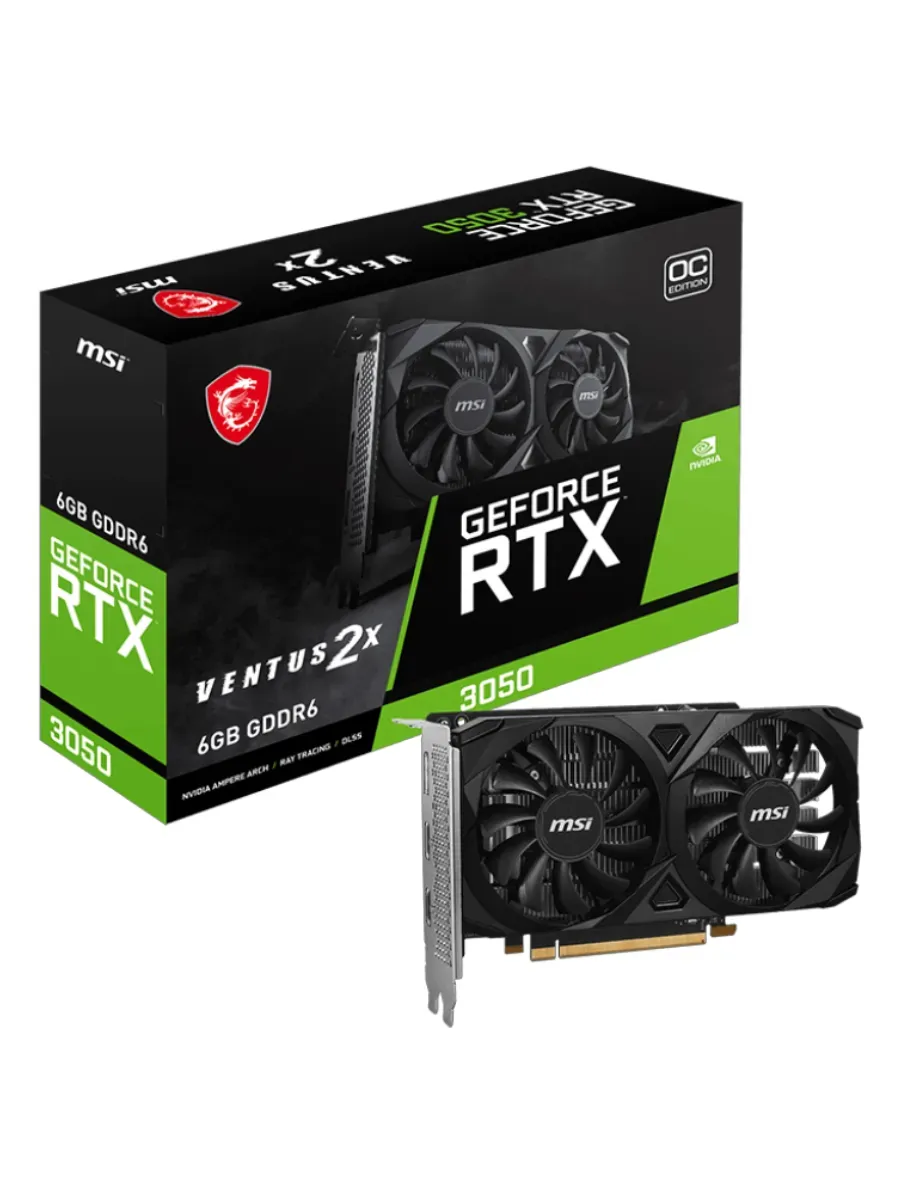 MSI Видеокарта GeForce RTX 3050 VENTUS 2X E OC, 6 ГБ