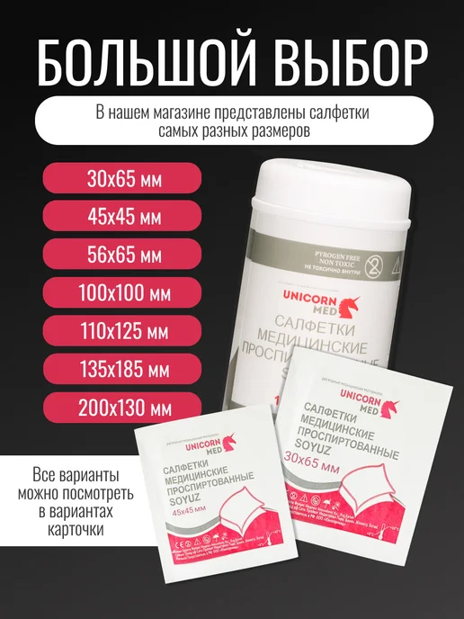 UNICORN MED Спиртовые салфетки 100х100 мм, 100 шт (2 упаковки по 50 шт), 100x100 мм, 100 шт, фото 7