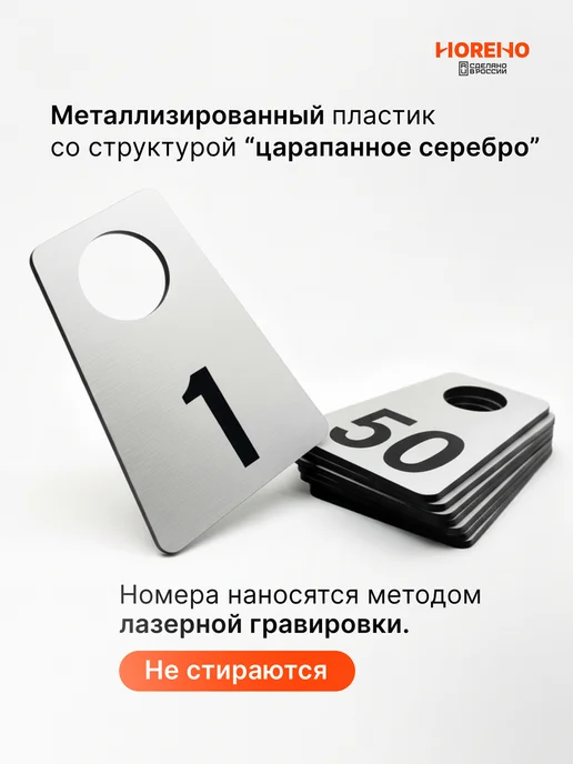 Комплект номерков с 1 по 50, серебро, трапеция 40х60 мм, 40x60 мм, фото 3