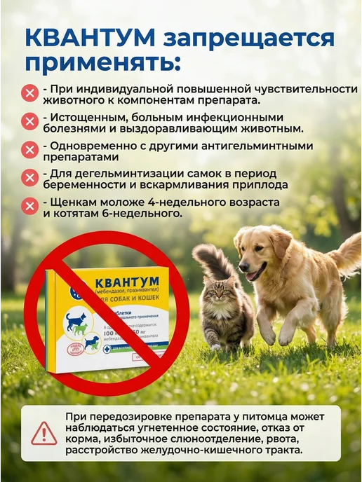 VIC Квантум антигельминтик для собак и кошек, 4 таблетки, вариант, фото 7