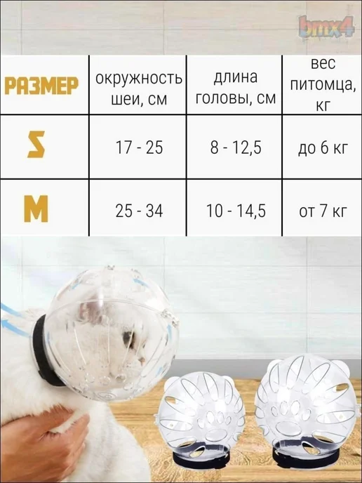 Намордник пластиковый Шар для кошек и мелких собак, вариант, фото 3