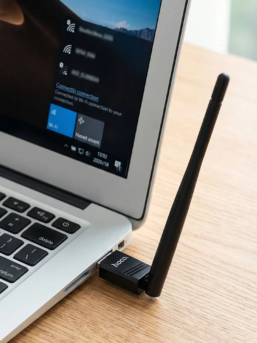 HOCO wifi адаптер для компьютера usb, черный, фото 8