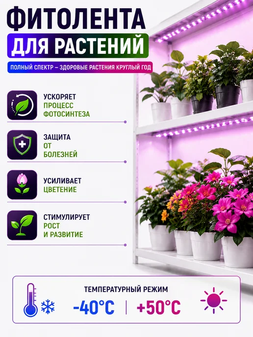 фитолента для растений и рассады, теплиц комплект 1м, 1 м, фото 3