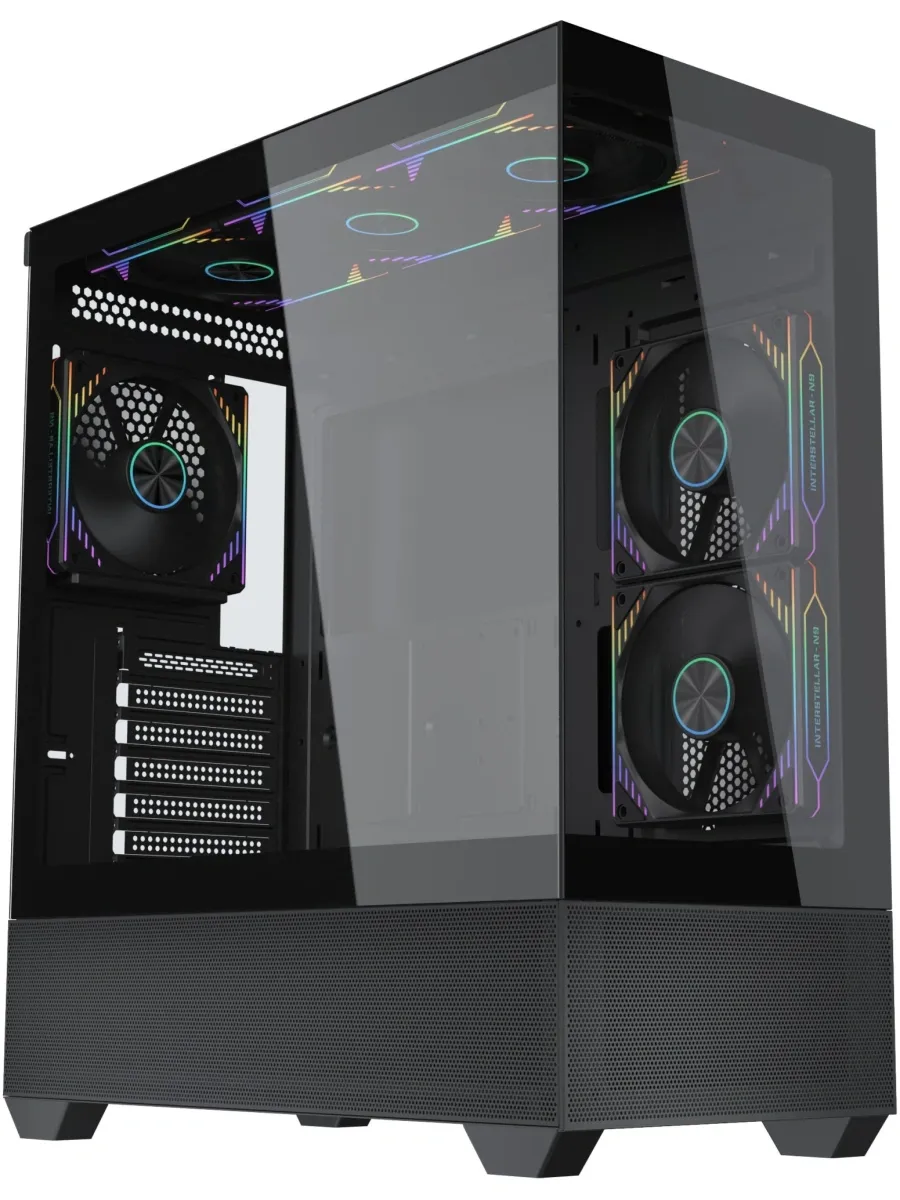 Корпус для ПК ACC-EL1B T G черный без БП ATX 2xUSB2.0 1xUSB3.1 audio