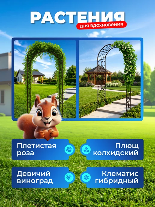НАШЕ ЛЕТО Арка садовая металлическая "Комби 50ПТ", коричневый, фото 5