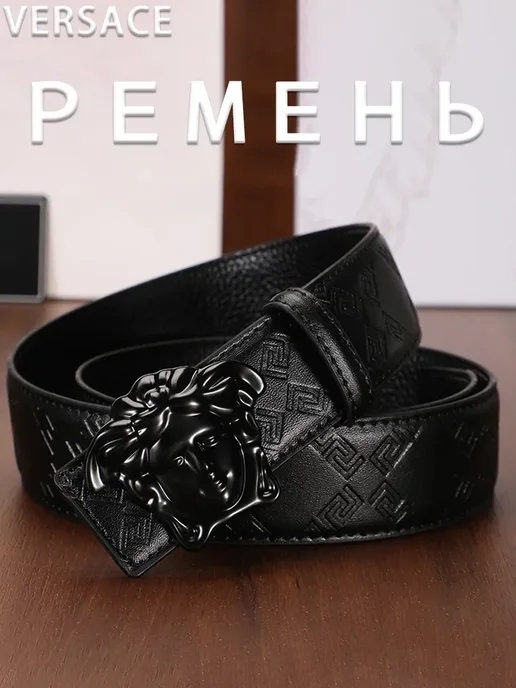 Versace belt Ремень кожаный Versace, черный
