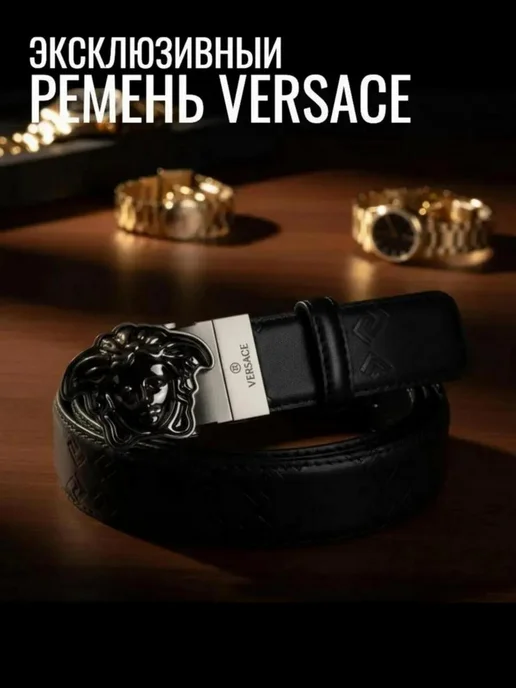 Versace belt Ремень кожаный Versace, черный, фото 2