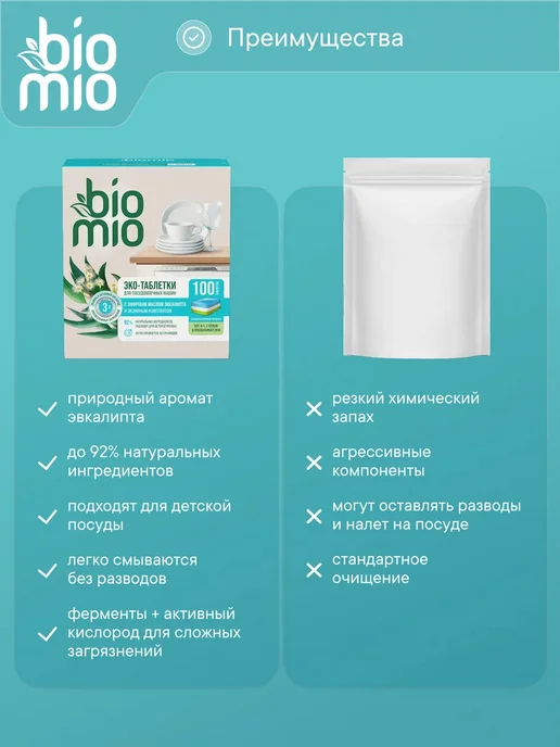 BioMio Таблетки для посудомоечной машины для мытья посуды, 50 шт, 100 шт, фото 8