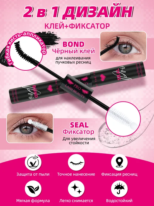 PROLASHBEAUTY Накладные ресницы пучки с клеем 8-18мм, изгиб С (Лепесток), черный, фото 8