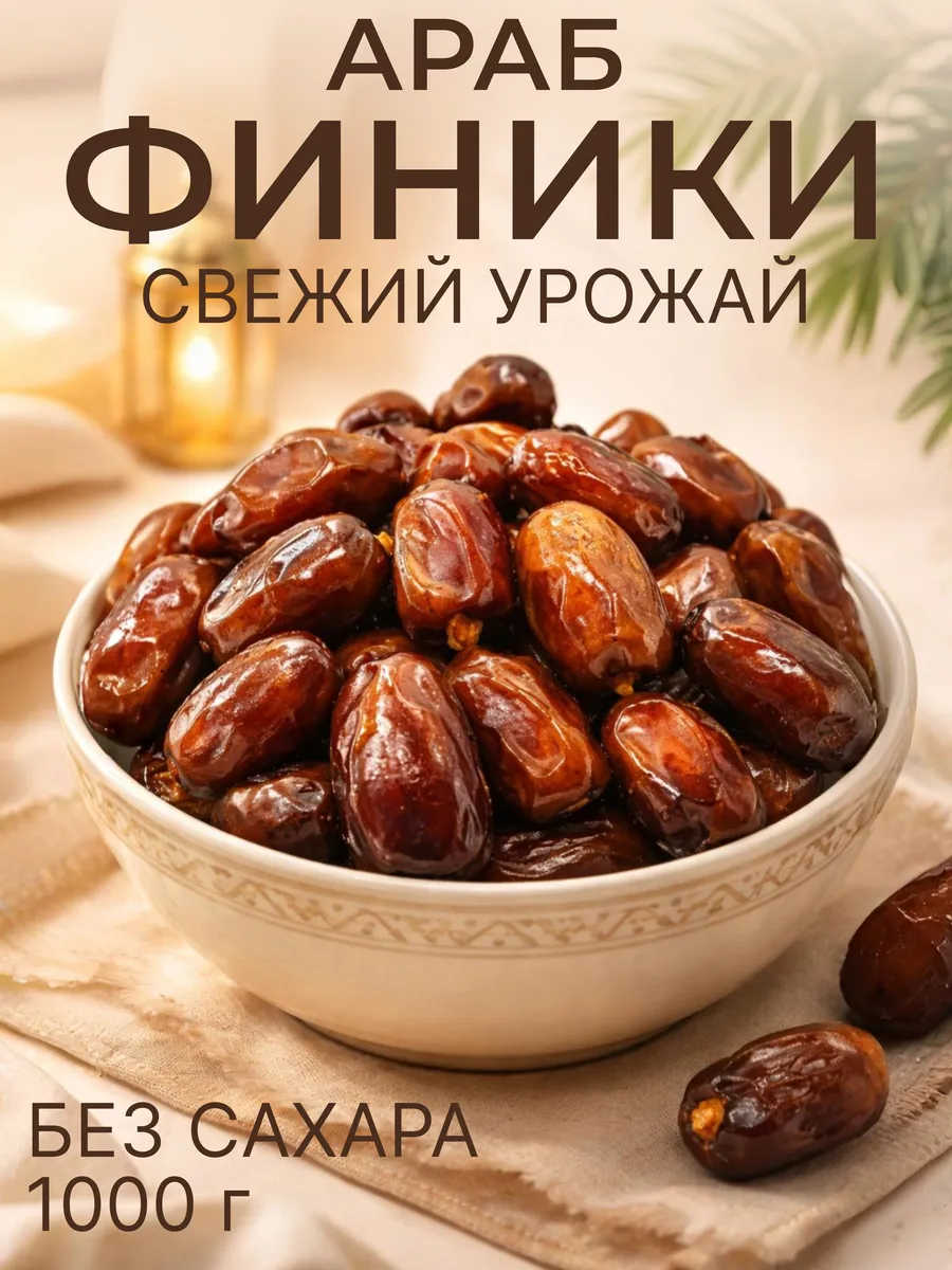 Финики араб без сахара натуральные 1 кг
