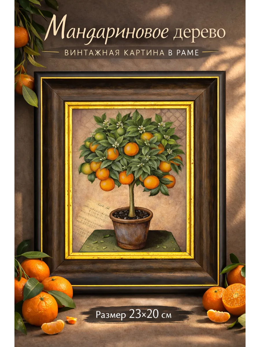 Картина для кухни в рамке 20×23 см, декор на стену