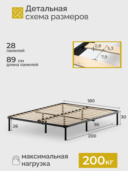 Квадрат Кровать двуспальная металлическая Мир 180х200 см, 180x200 см, фото 3