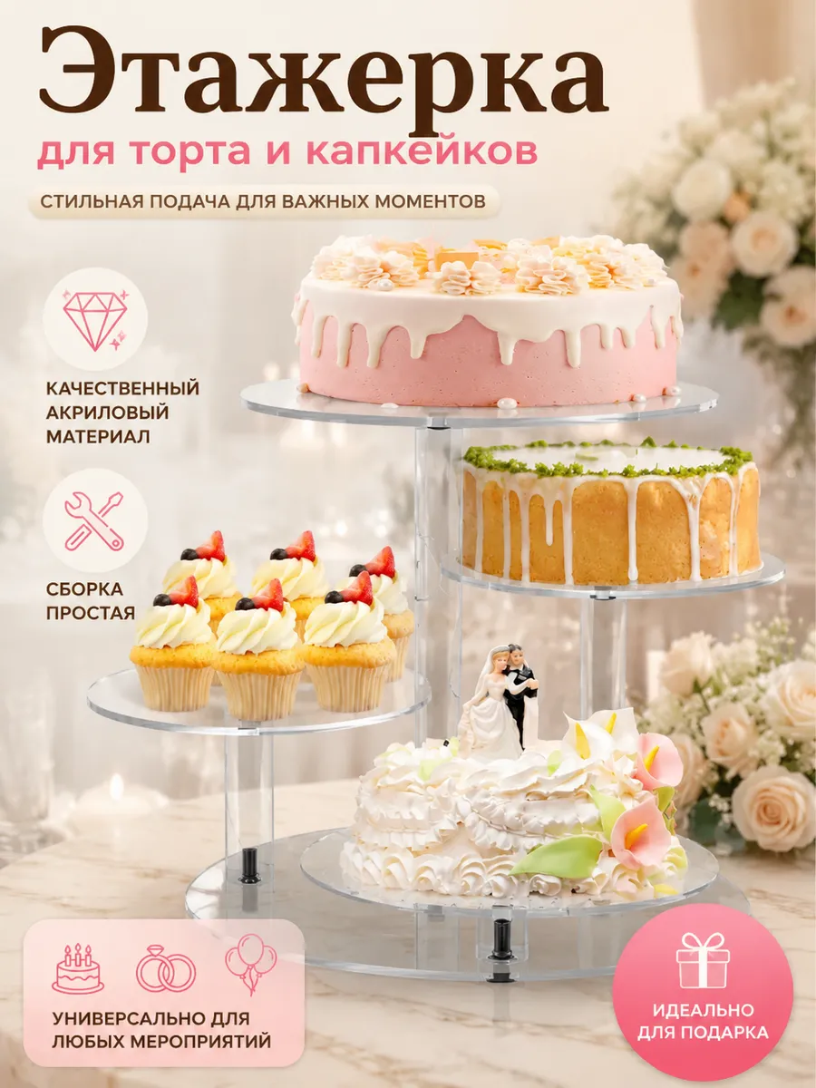Этажерка для торта и капкейков 4-ярусная