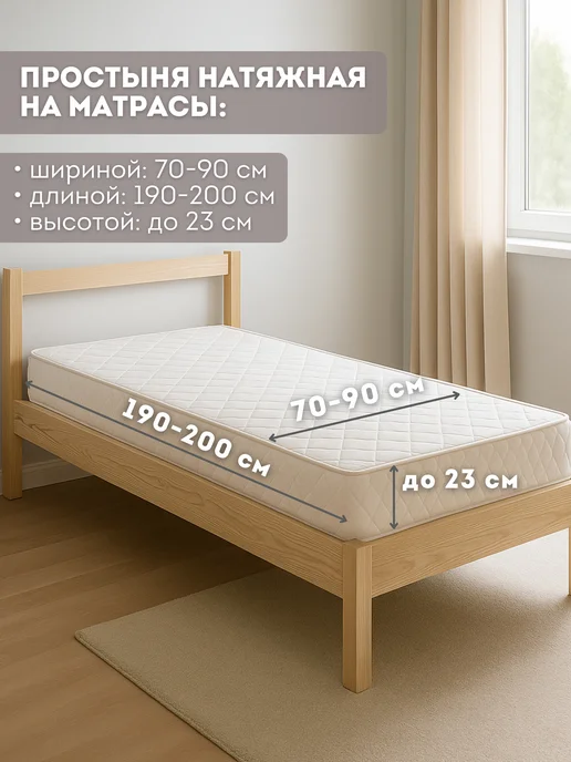 Eppel Store Простыня односпальная на резинке 90х200 хлопок Клетка, 90x200, фото 5