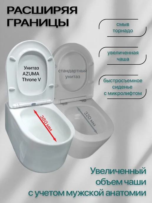 AZUMA Комплект инсталляция с унитазом Throne V, смыв торнадо, черный, фото 2