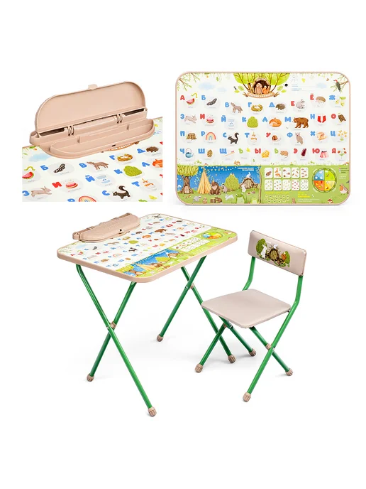 Nika Kids Комплект детской мебели стол и стул складной для девочки, зеленый