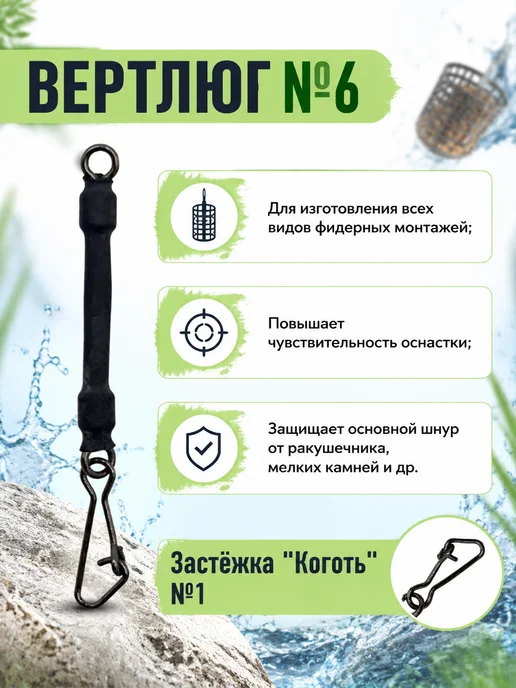Рыболовная Империя Отводы для фидерных кормушек 4.5 см - 7 штук, черный, фото 2