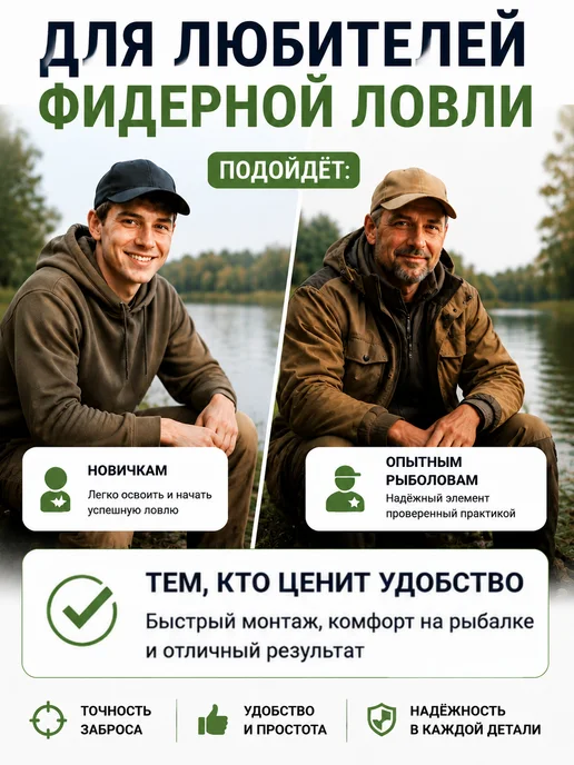 Рыболовная Империя Отводы для фидерных кормушек 4.5 см - 7 штук, черный, фото 4