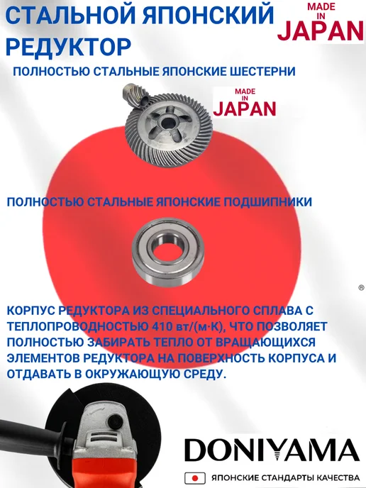 DONIYAMA Болгарка электрическая 1500 Вт усиленный стальной редуктор, 1550 Вт, фото 7