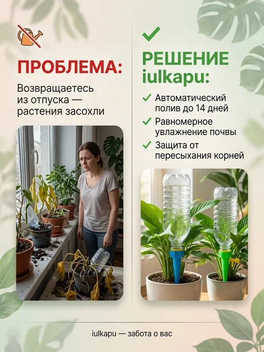 iulkapu Автополив для комнатных растений, капельный полив 3 шт, синий, фото 5