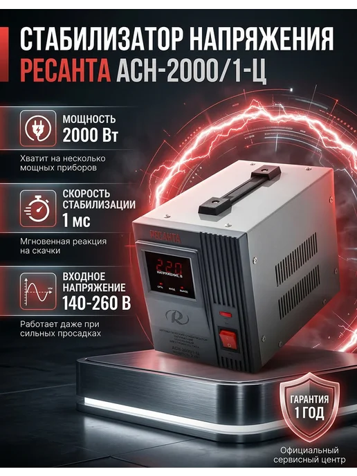 РЕСАНТА Стабилизатор напряжения АСН 2000 1-Ц, вариант