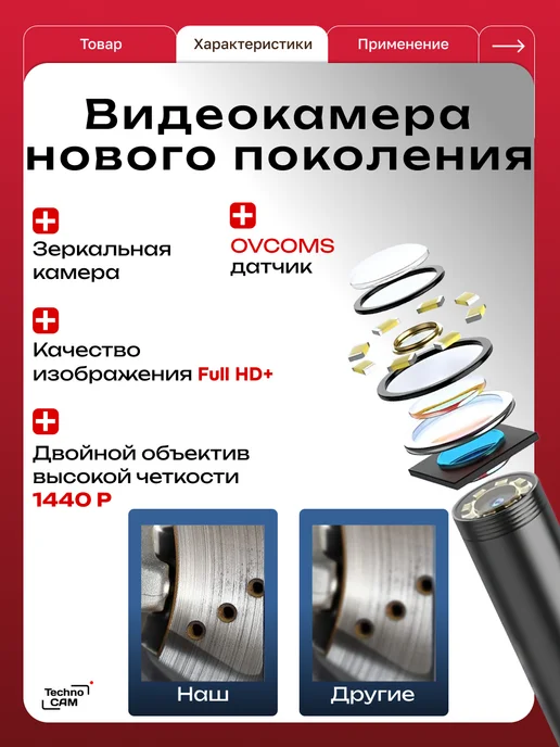 TechnoCAM Видеоэндоскоп для смартфона 1 камеры 2 метра, 2 м, фото 8