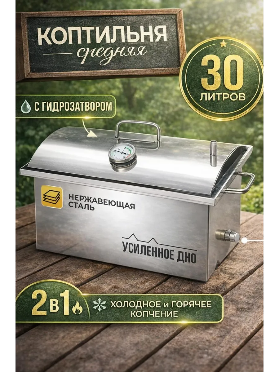 Коптильня горячего и холодного копчения, 30 литров