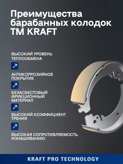 KRAFT Колодки барабан для а м Ford Transit, Tourneo (02-) (с ABS), вариант, фото 2