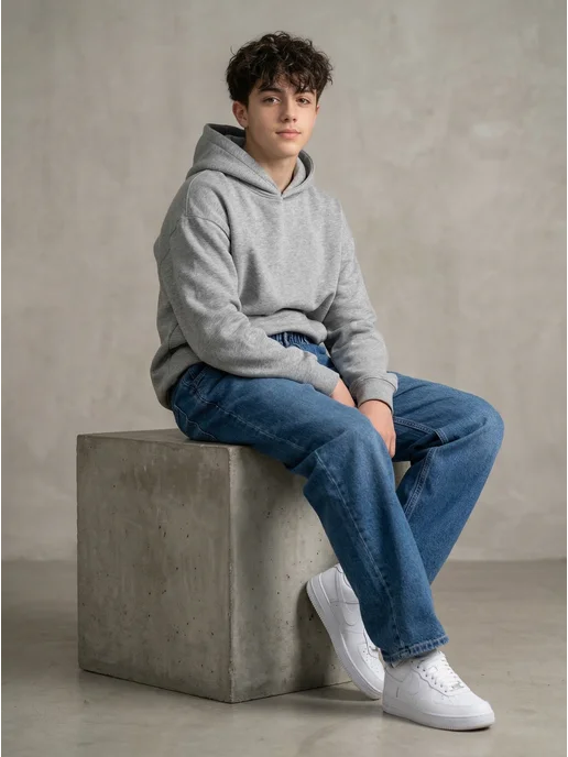 Джинсы baggy широкие подростковые на резинке U2K, синий, фото 7