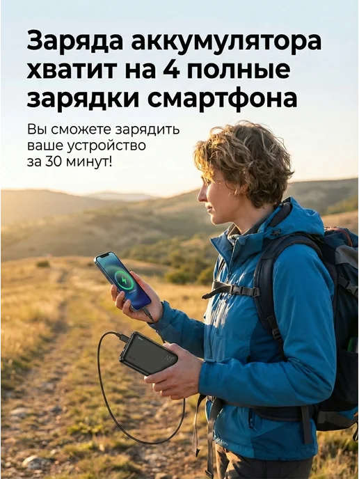 HOCO Повербанк 20000 внешний аккумулятор, черный, фото 6