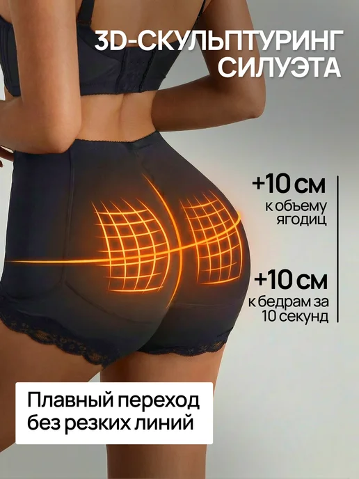 Conflate Трусы пушап утягивающие корректирующее белье для ягодиц, черный, фото 2