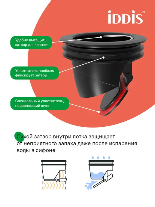 IDDIS Трап душевой двусторонний, сифон 360, 50 см, желтый, фото 3
