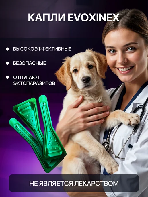 Evoxinex Набор от блох и клещей для кошек и собак, голубой, фото 4