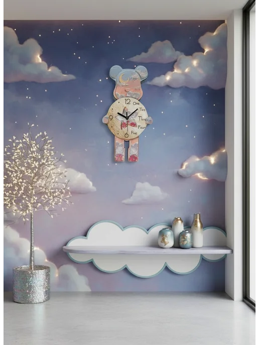 DZiVA Часы настенные "Сказочный медвежонок" 21х40 см, 21x40 см, фото 4